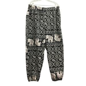 Shein Womens Pants Size 4X Navy Blue White Lightweight Jogger Style Elephants